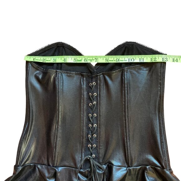 Rene Rofe Signature Black Corset Bustier, Size Large, Faux Leather, Ties in Back - Picture 6 of 10